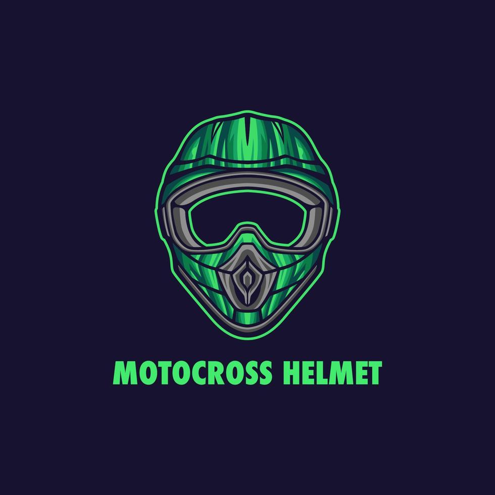 ilustración de casco de motocross con color verde vector