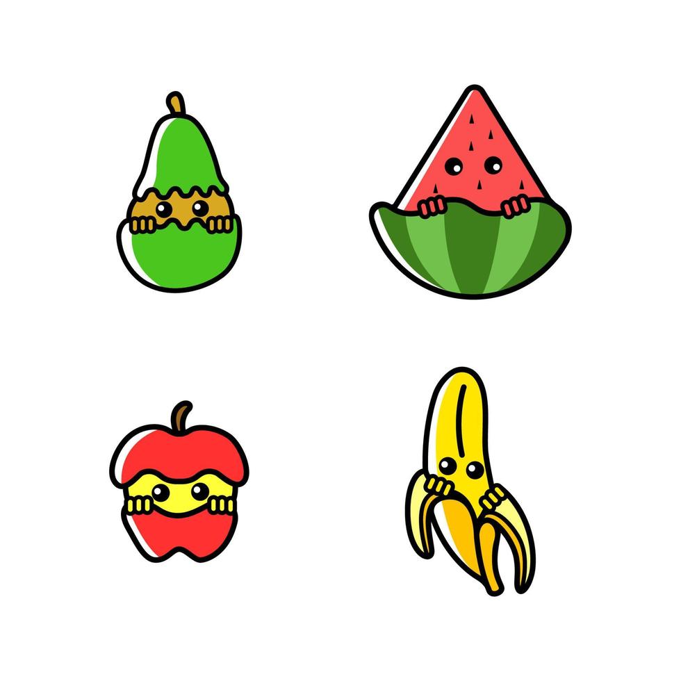 Kawaii Fruit Character Vector Illustration