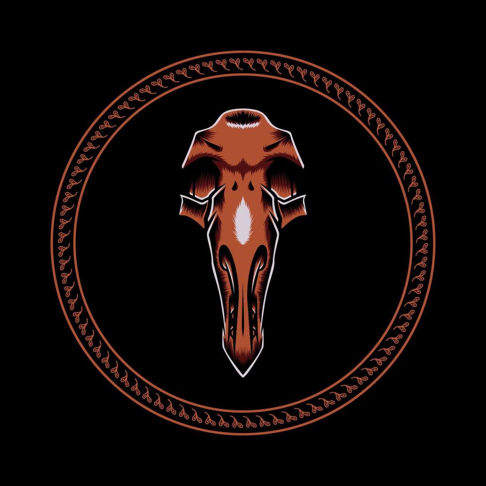 Illustration of a flamingo skull and a symbol of darkness vector