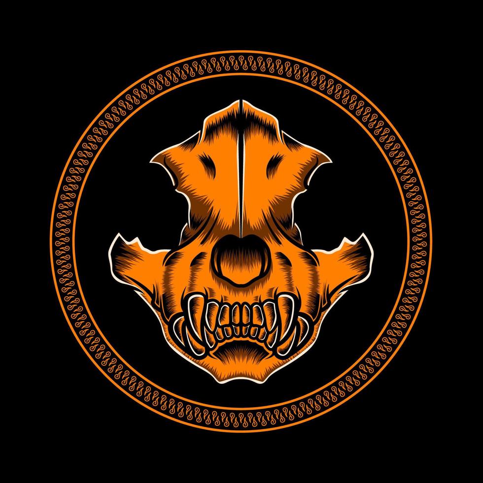 Illustration of hyena skull and symbol of darkness vector