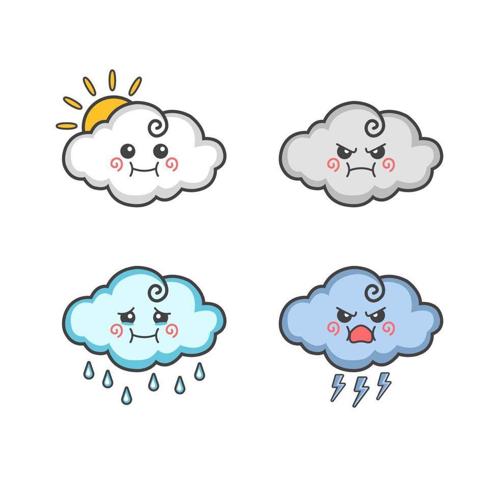 Hand Drawn Cloud Kawaii Character vector