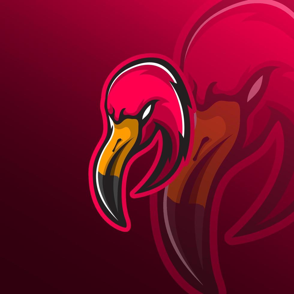 Flamingo mascot logo for esport gaming or emblems vector