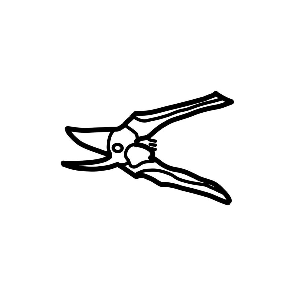 pruners garden tool Hand drawn organic line Doodle vector