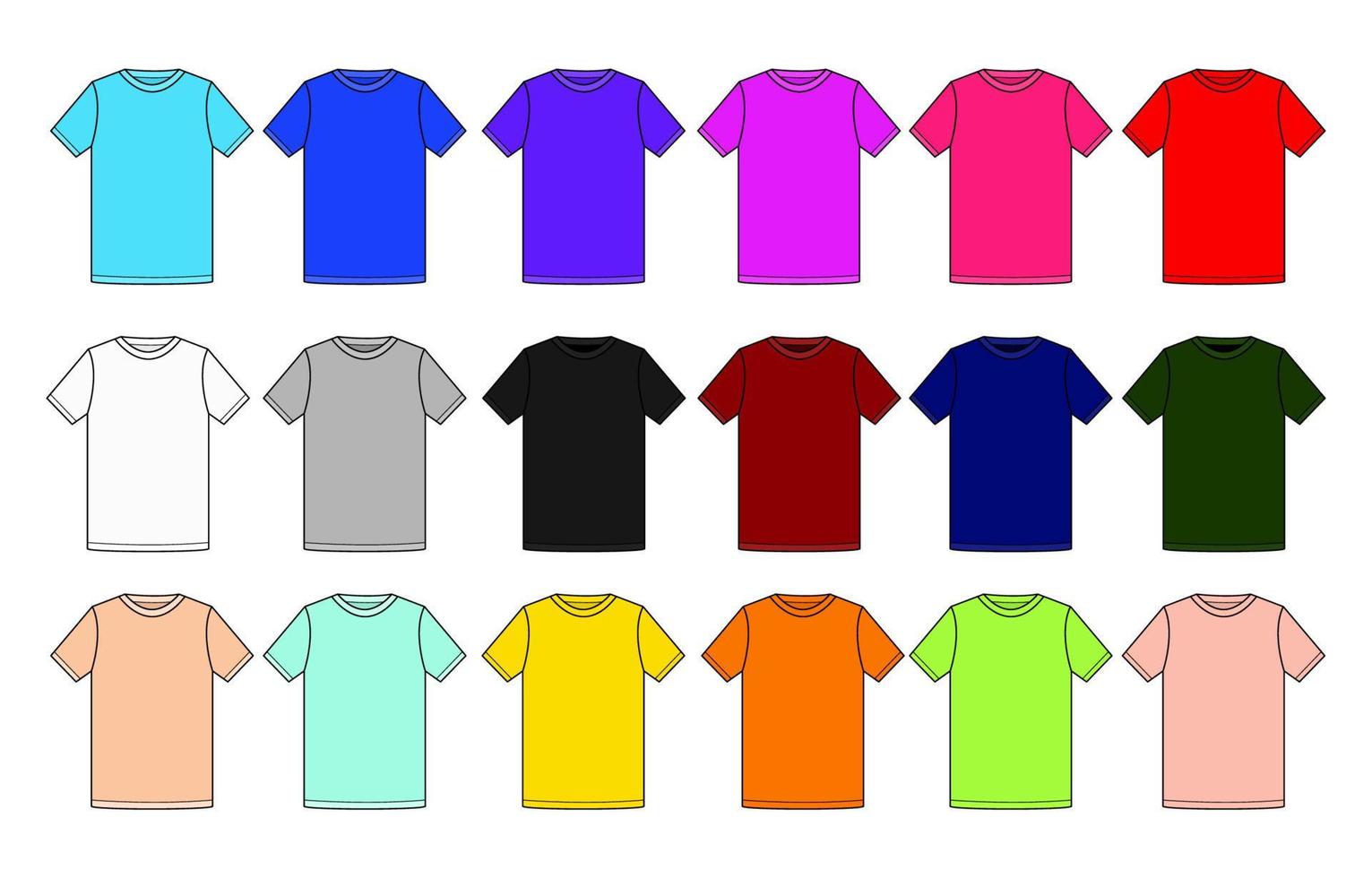 maqueta de contorno de color de camiseta vector