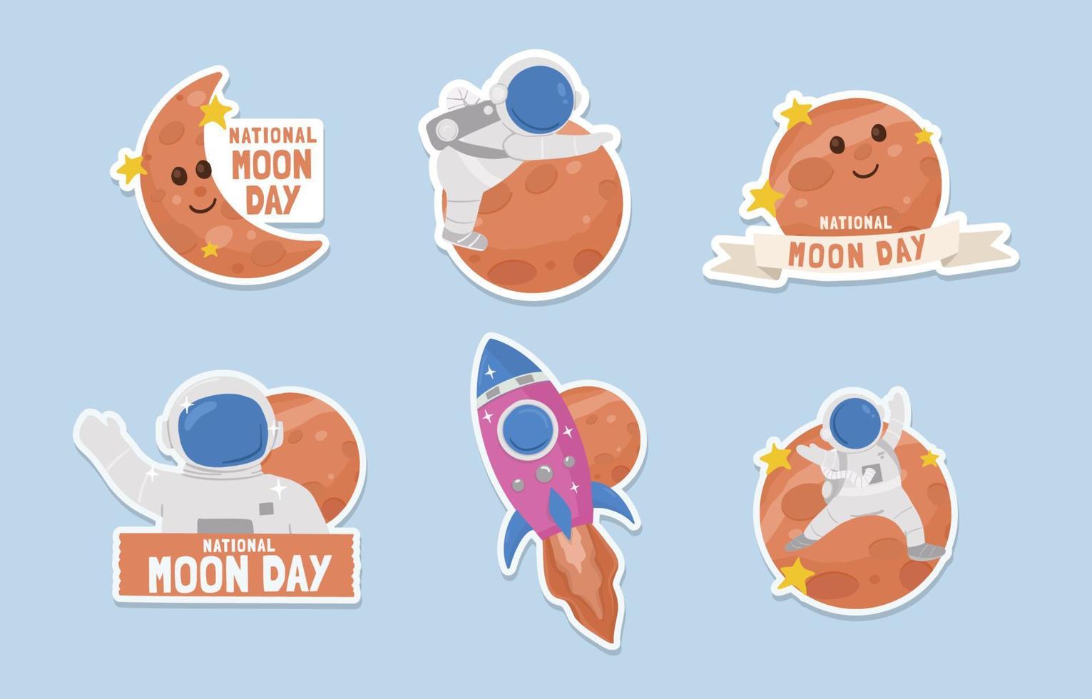 National Moon Day Stickers vector