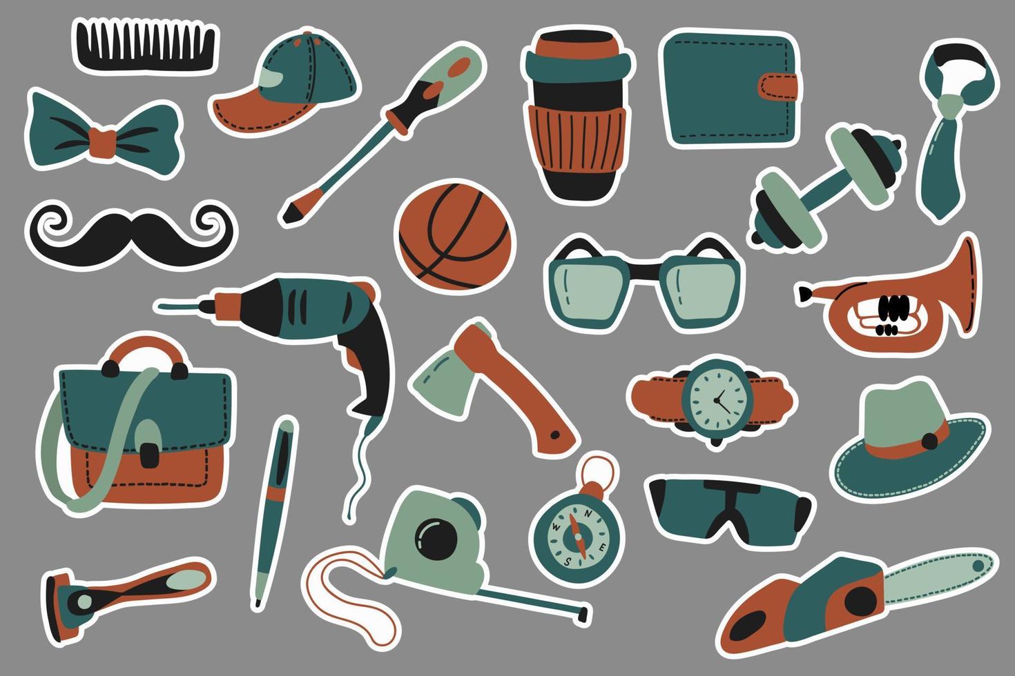 A set of stickers for Father's Day. vector