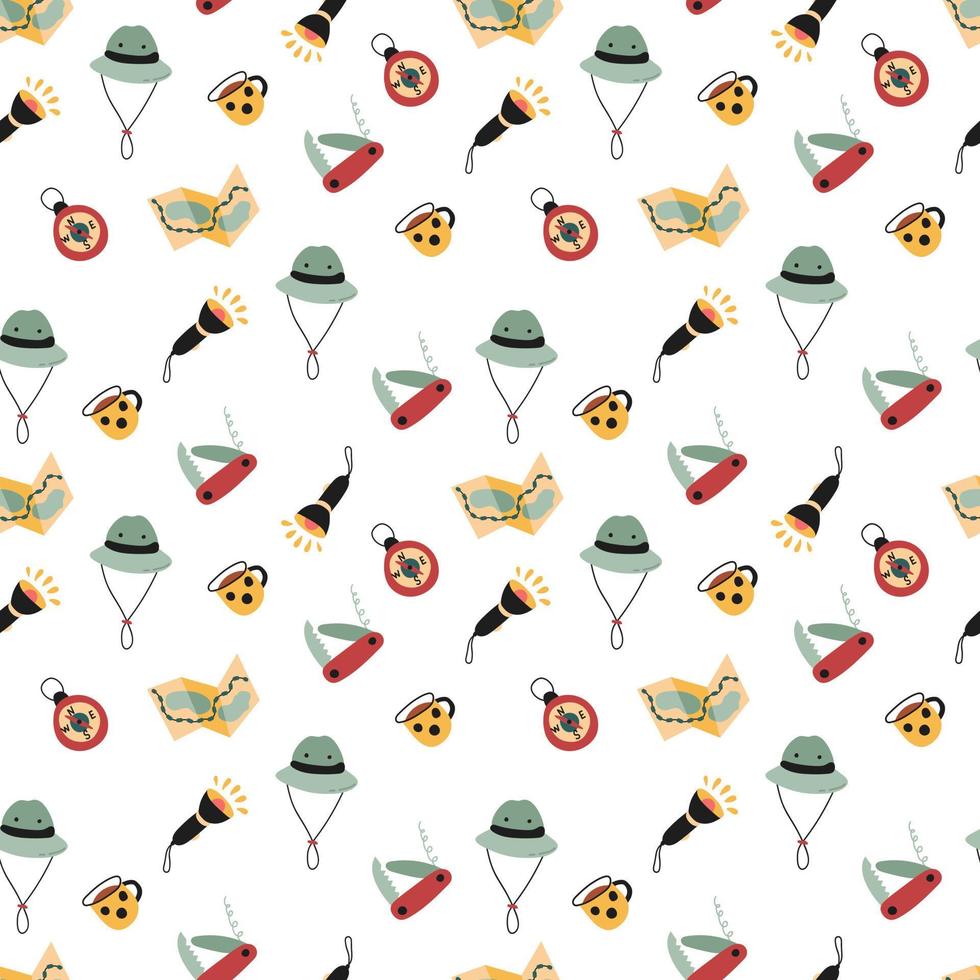 Seamless pattern with camping elements. vector