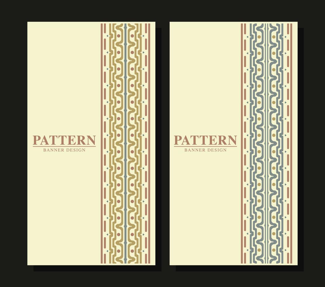 Vintage vertical card pattern set vector