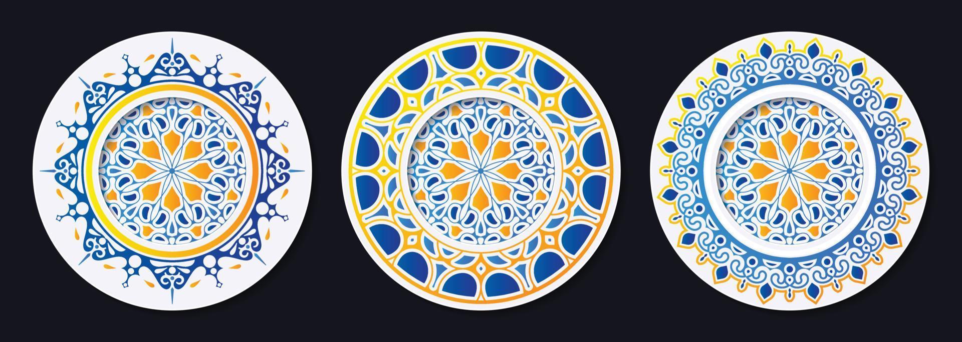 Set of colorful mandala design template vector