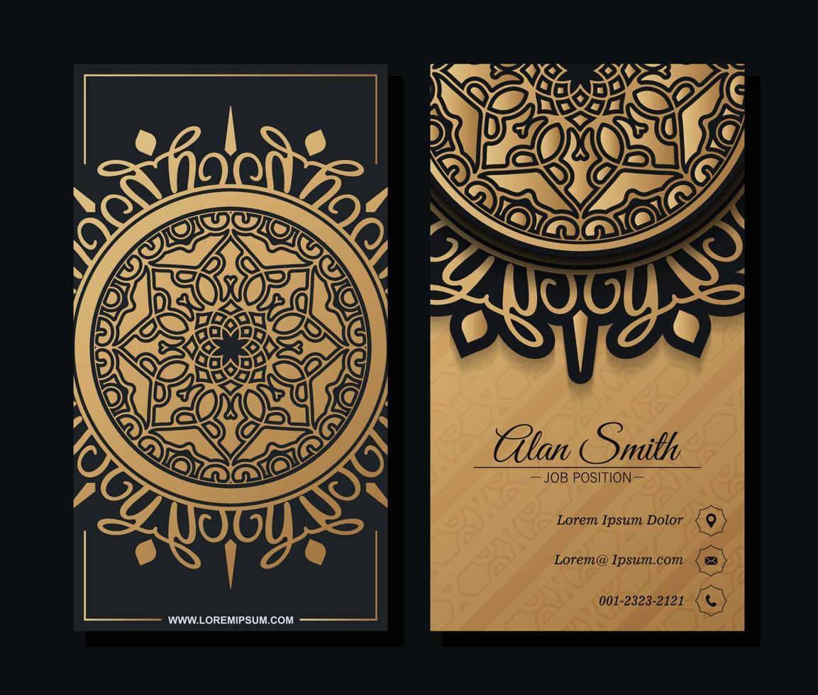 Luxury Gold Mandala business card template vector