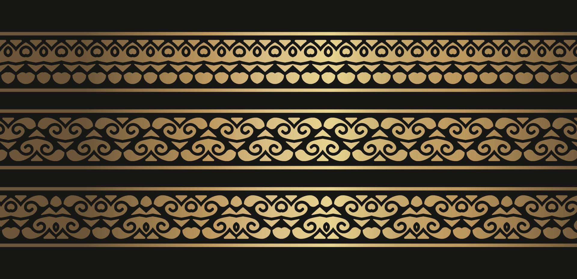 Luxury ornament style ethnic seamless borders set vector