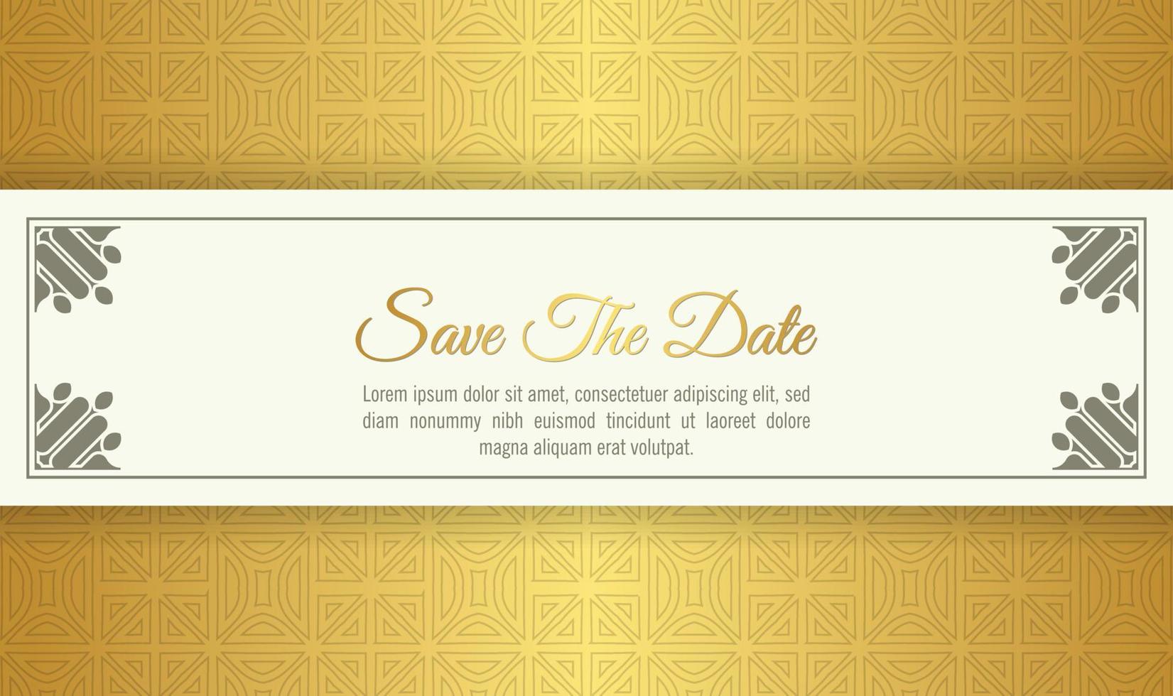 Luxury white and gold  wedding invitation in pattern vector