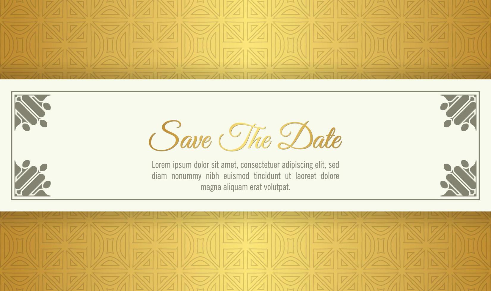 Luxury white and gold  wedding invitation in pattern vector