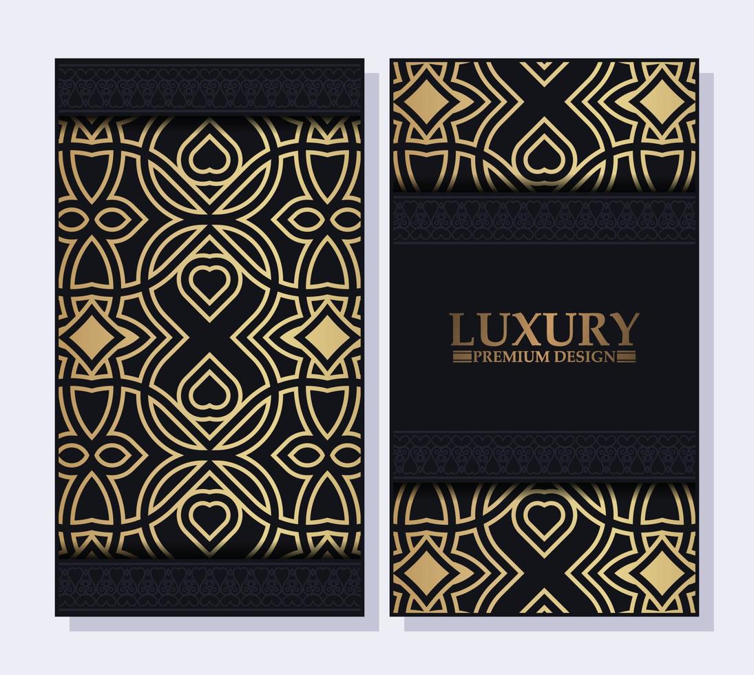 Luxury business card and vintage ornament logo vector template. Retro elegant flourishes ornamental frame design and pattern background