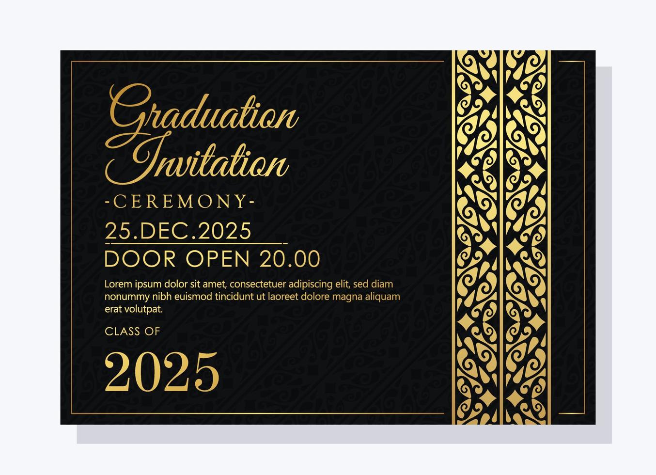 Elegant graduation invitation template with ornament vector