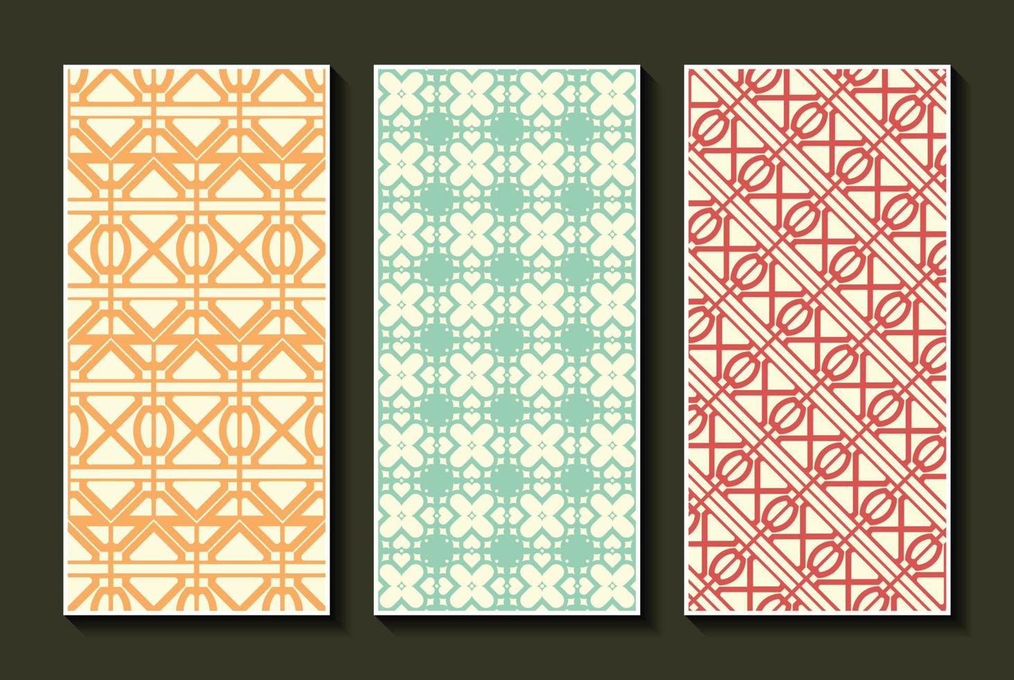 Vintage vertical card pattern set vector