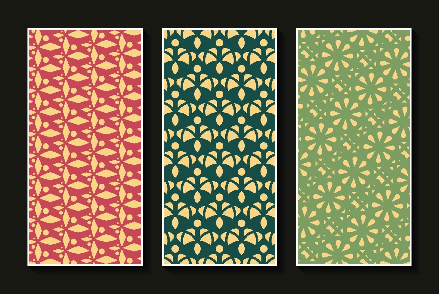 Vintage vertical card pattern set vector