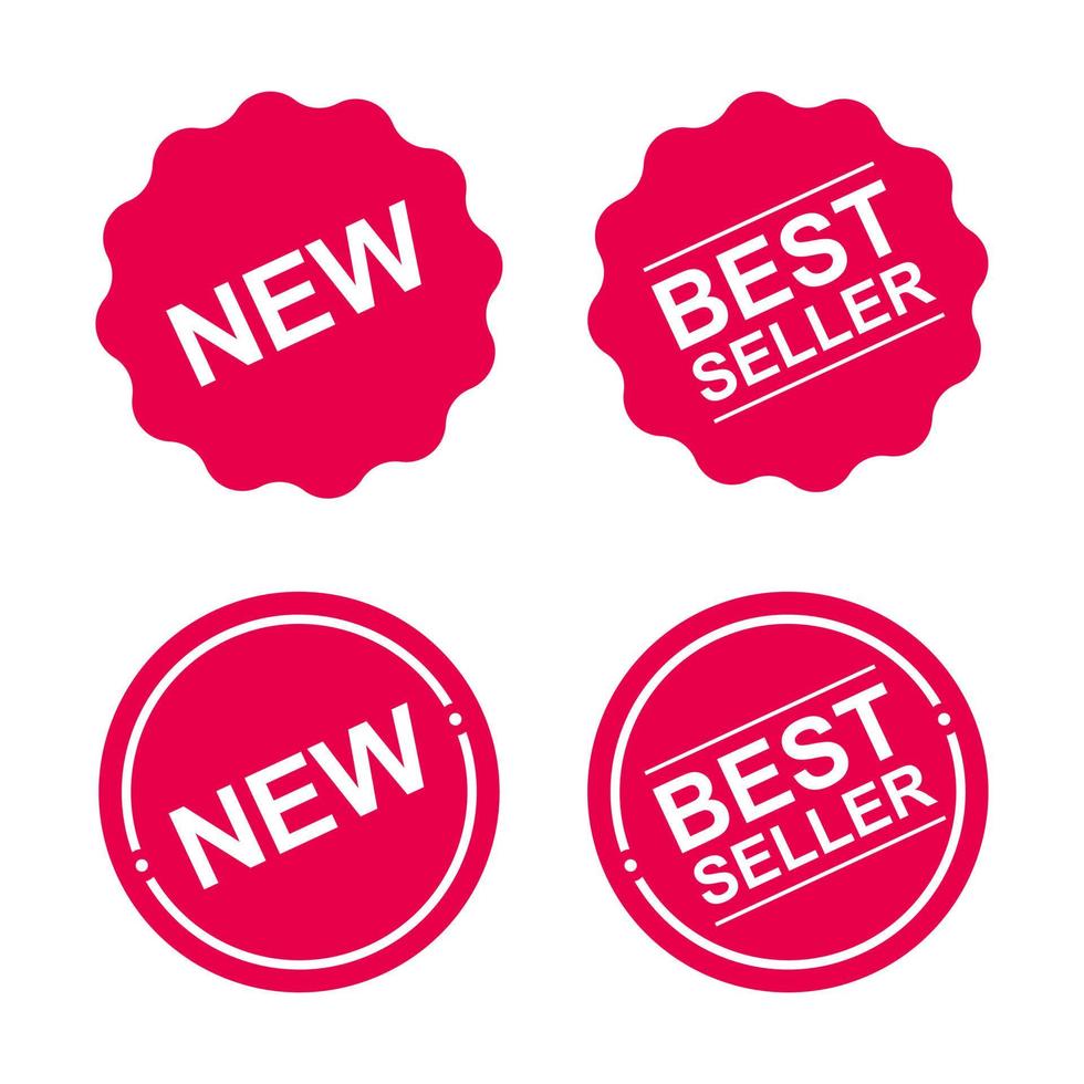 Red new and best seller label. Suitable for design element of e commerce promotion, online shop banner, and best seller badge. vector