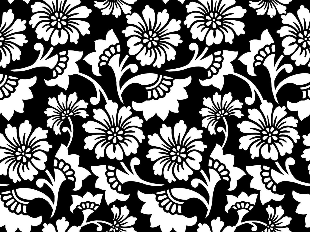 pattern vintage seamless vector floral wallpaper background illustration white black