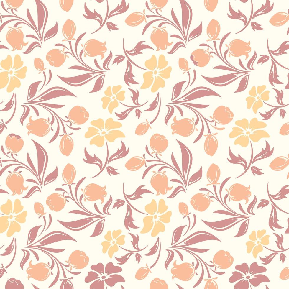 Floral vintage seamless Rose pattern Vector illustration