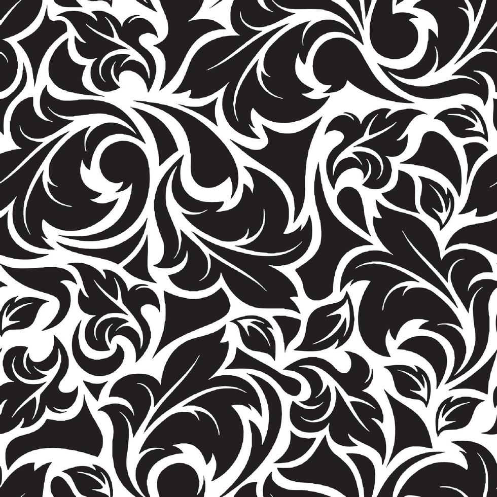 Background Seamless Black And White Floral Pattern Vector Illustration