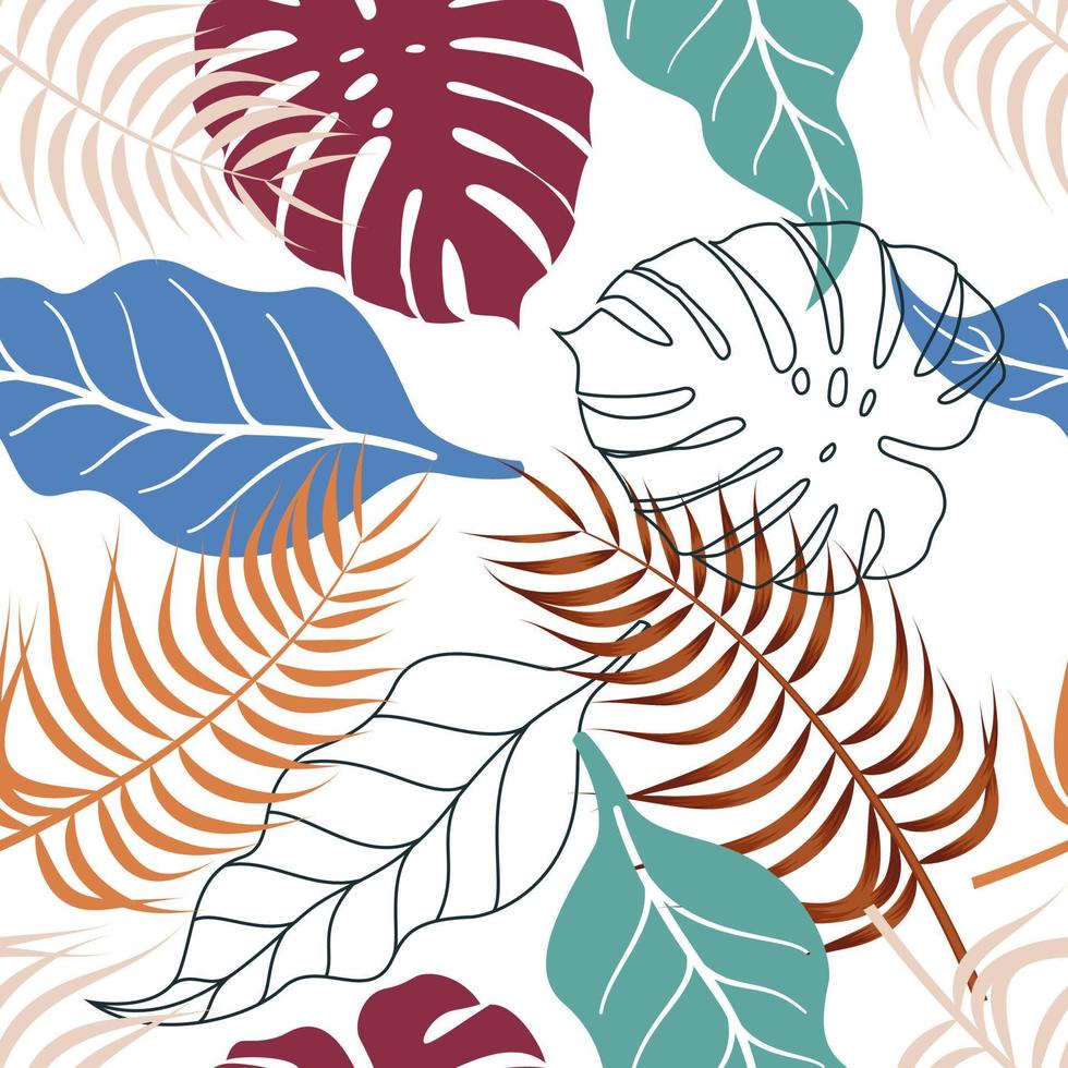 Floral seamless pattern with leaves. tropical background vector