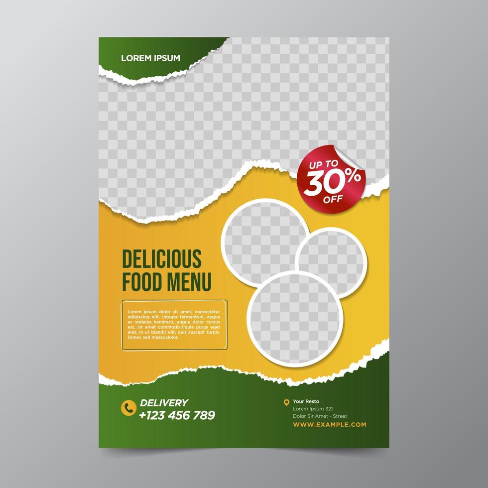 Plantilla de diseño de volante de comida y restaurante. vector