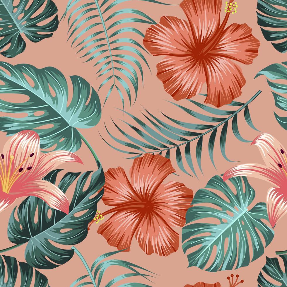 Floral seamless pattern with leaves. tropical background vector