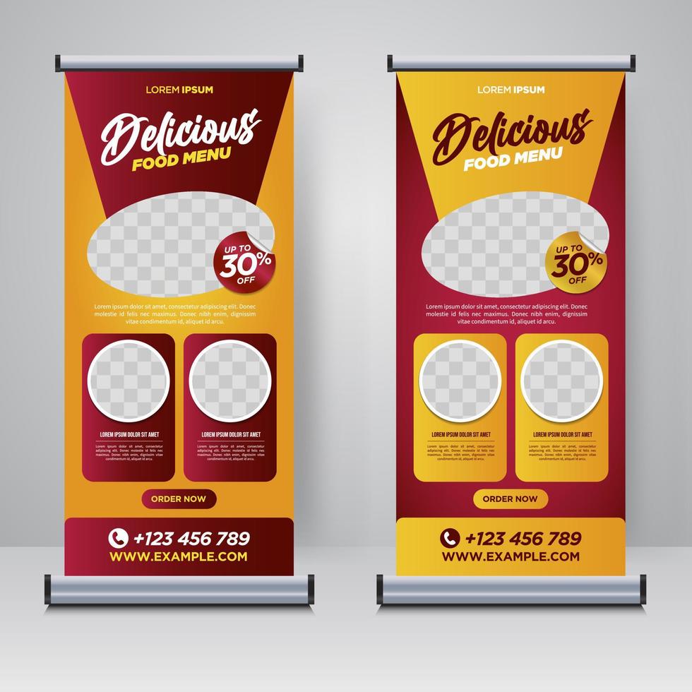Food and Restaurant roll up banner design template vector