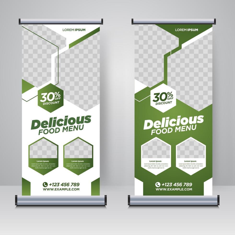 Food and Restaurant roll up banner design template vector