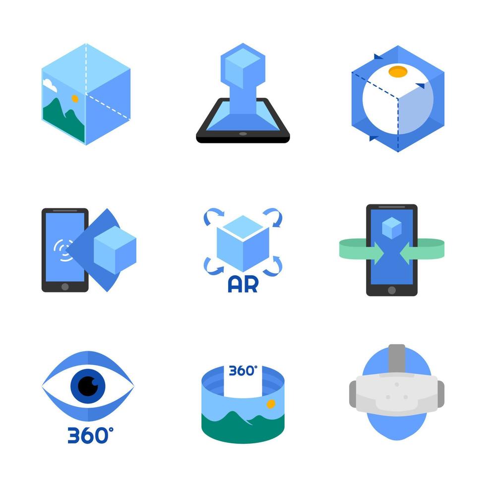 Set of Augmented Reality Technology Icons vector