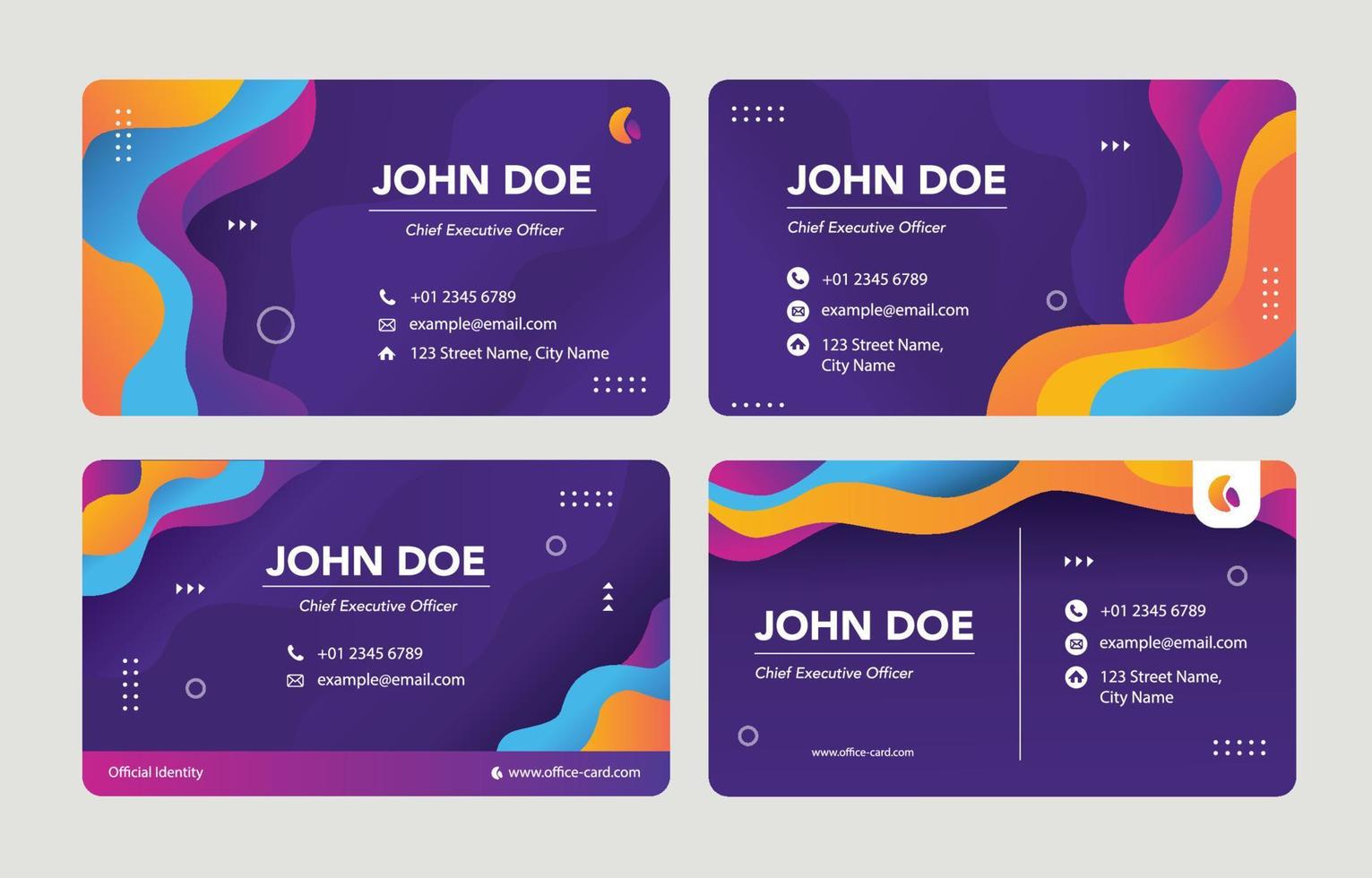 Set of Colorful Business Card with Liquid Style vector