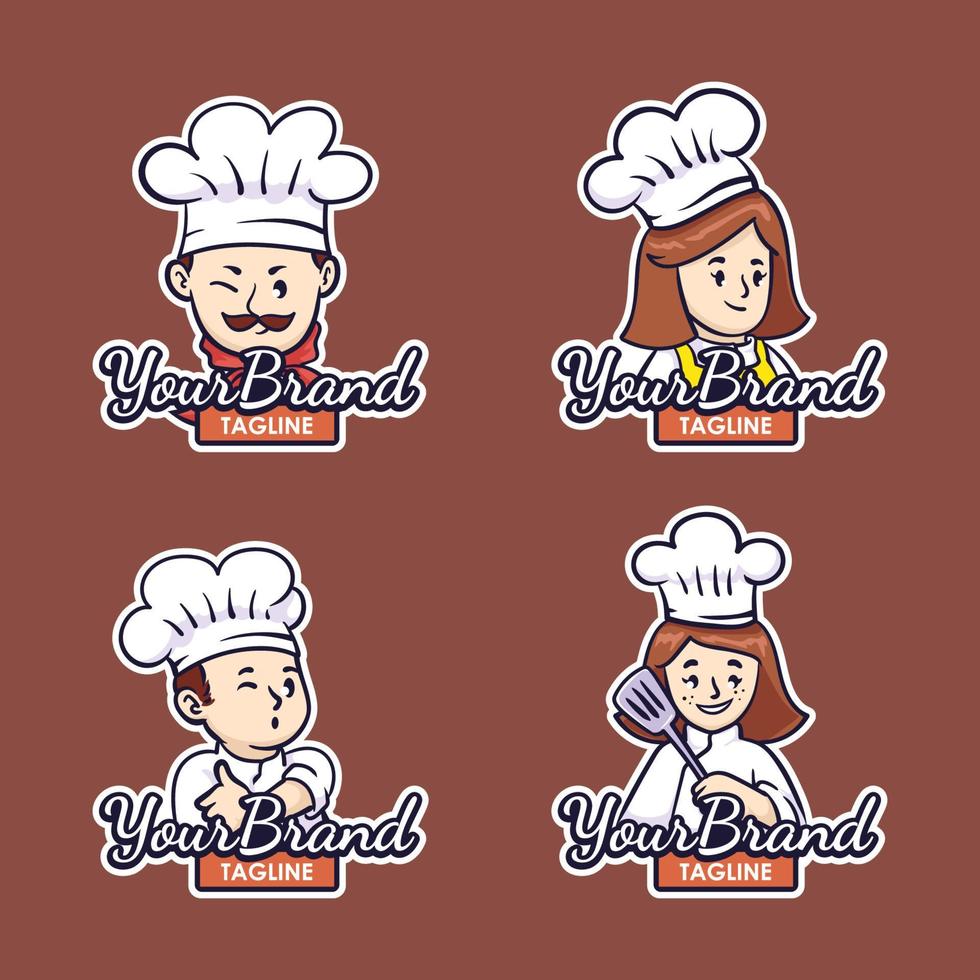 Chef Logo in Cartoon Character Style vector