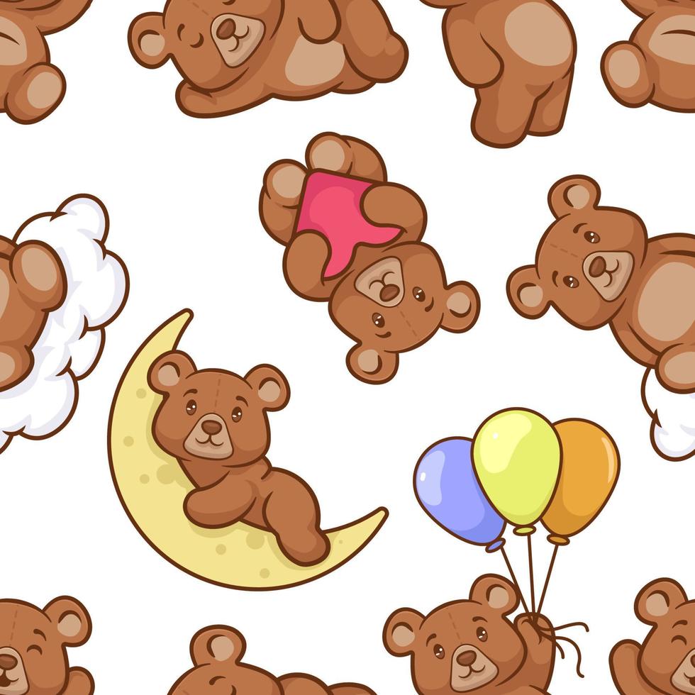 Teddy Bear Seamless Pattern vector