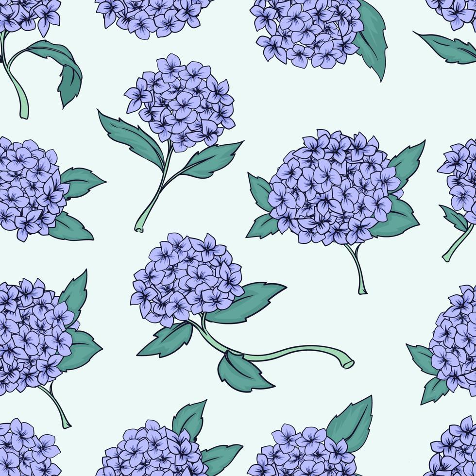 Hydrangeas Seamless Pattern Background vector