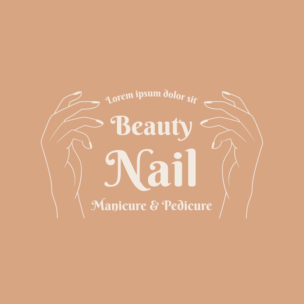 brown hands line art beauty salon logo nail art vector