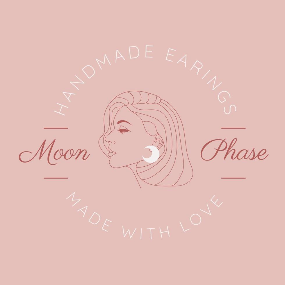 luxury beauty logo women side line art vector