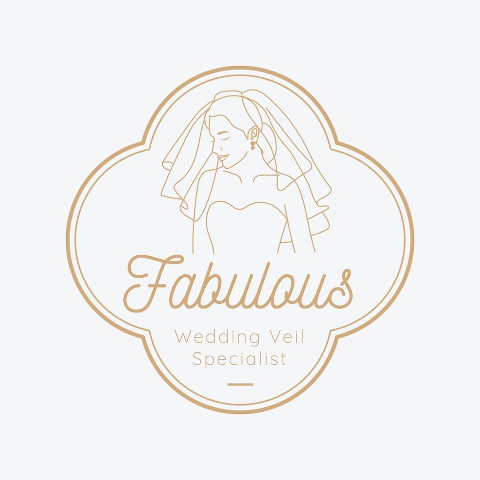 beautiful bridal wedding gown shop logo vector