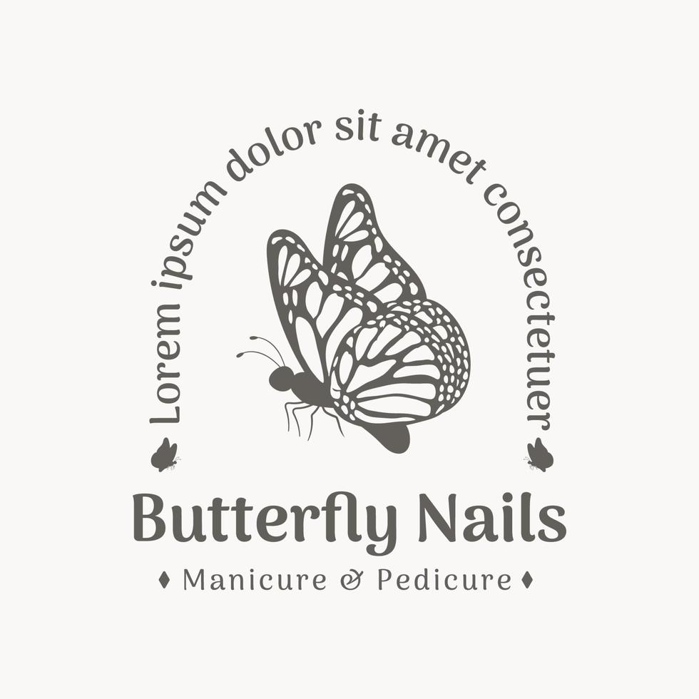 logotipo de uñas de salón de belleza estética de mariposa vector