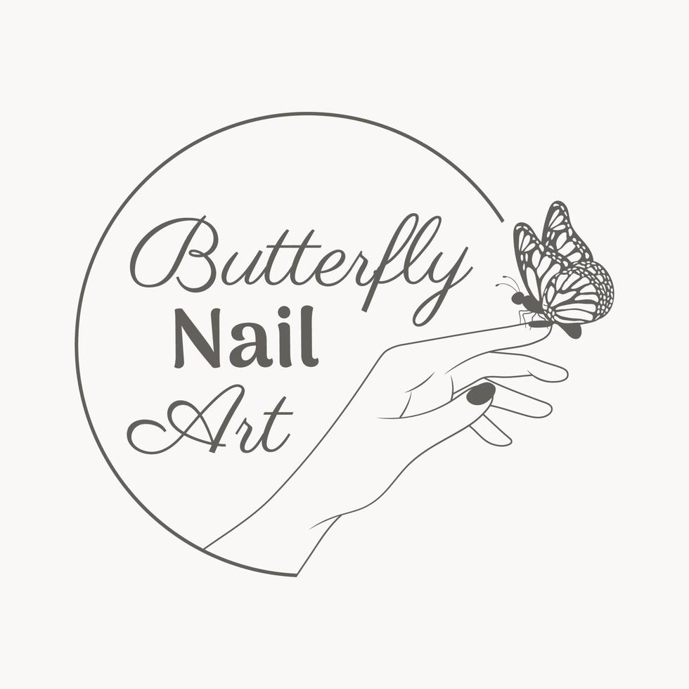 logotipo de salón de arte de línea de belleza de mariposa vector