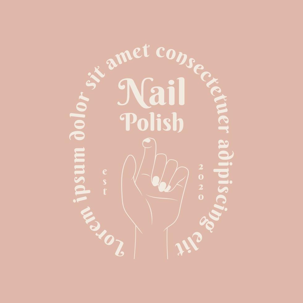 peach beauty hands line art beauty nails logo vector