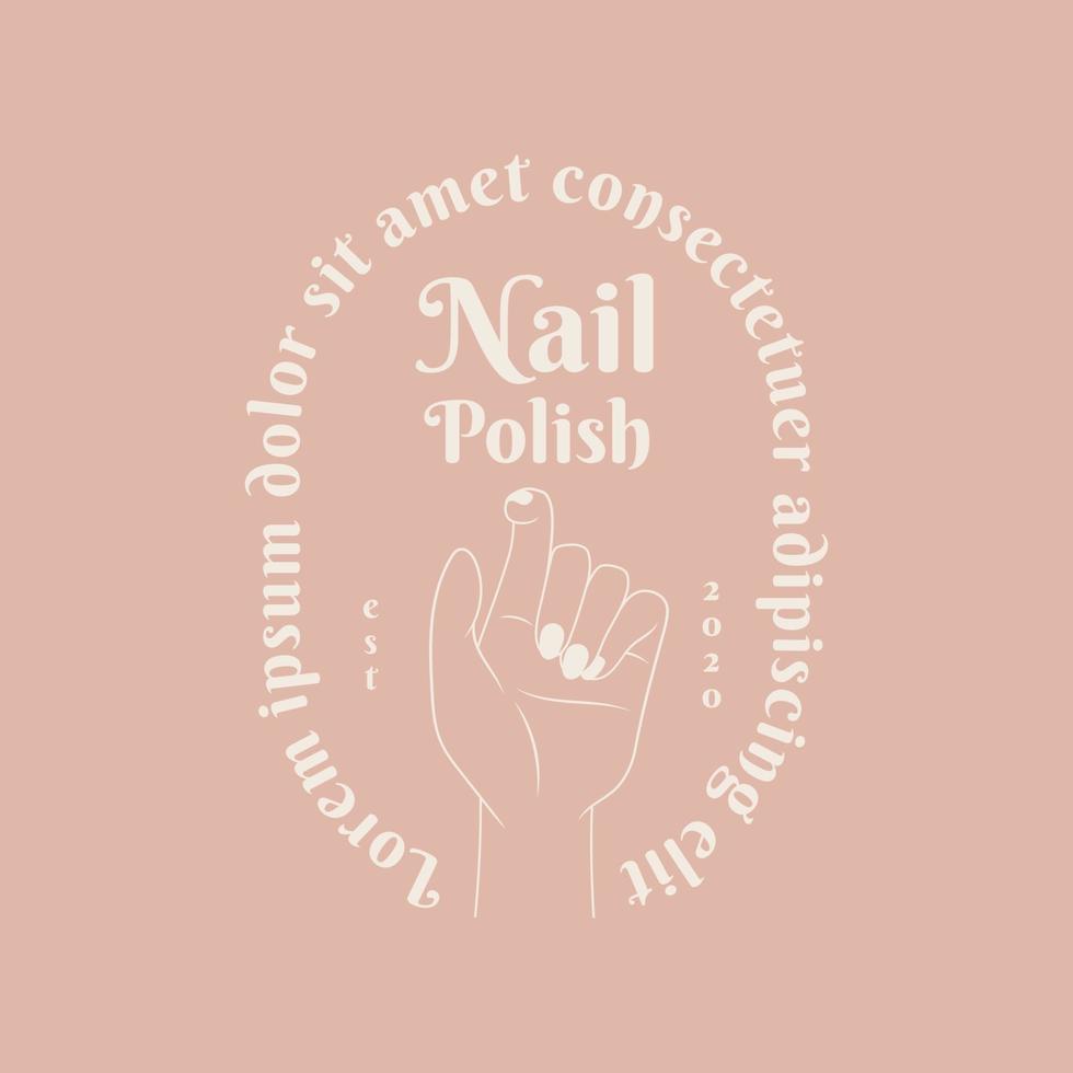 peach beauty hands line art beauty nails logo vector