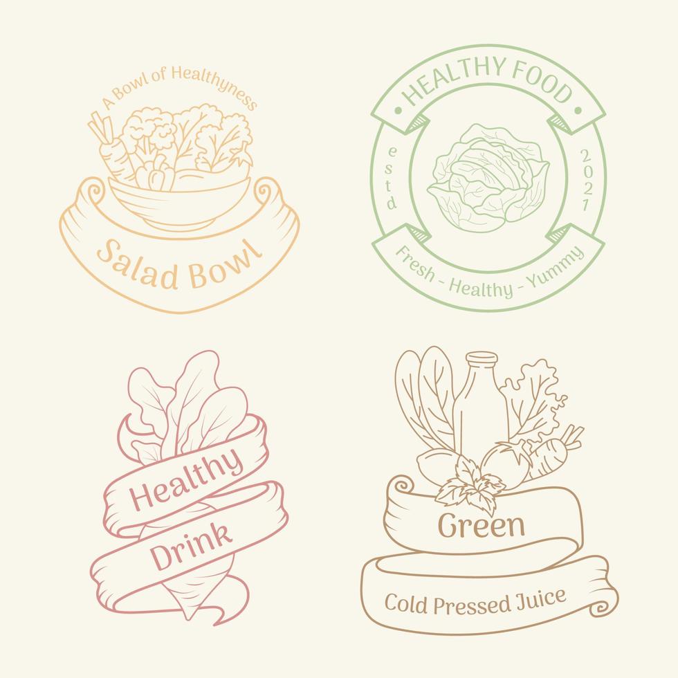 vegan line art logo label vector