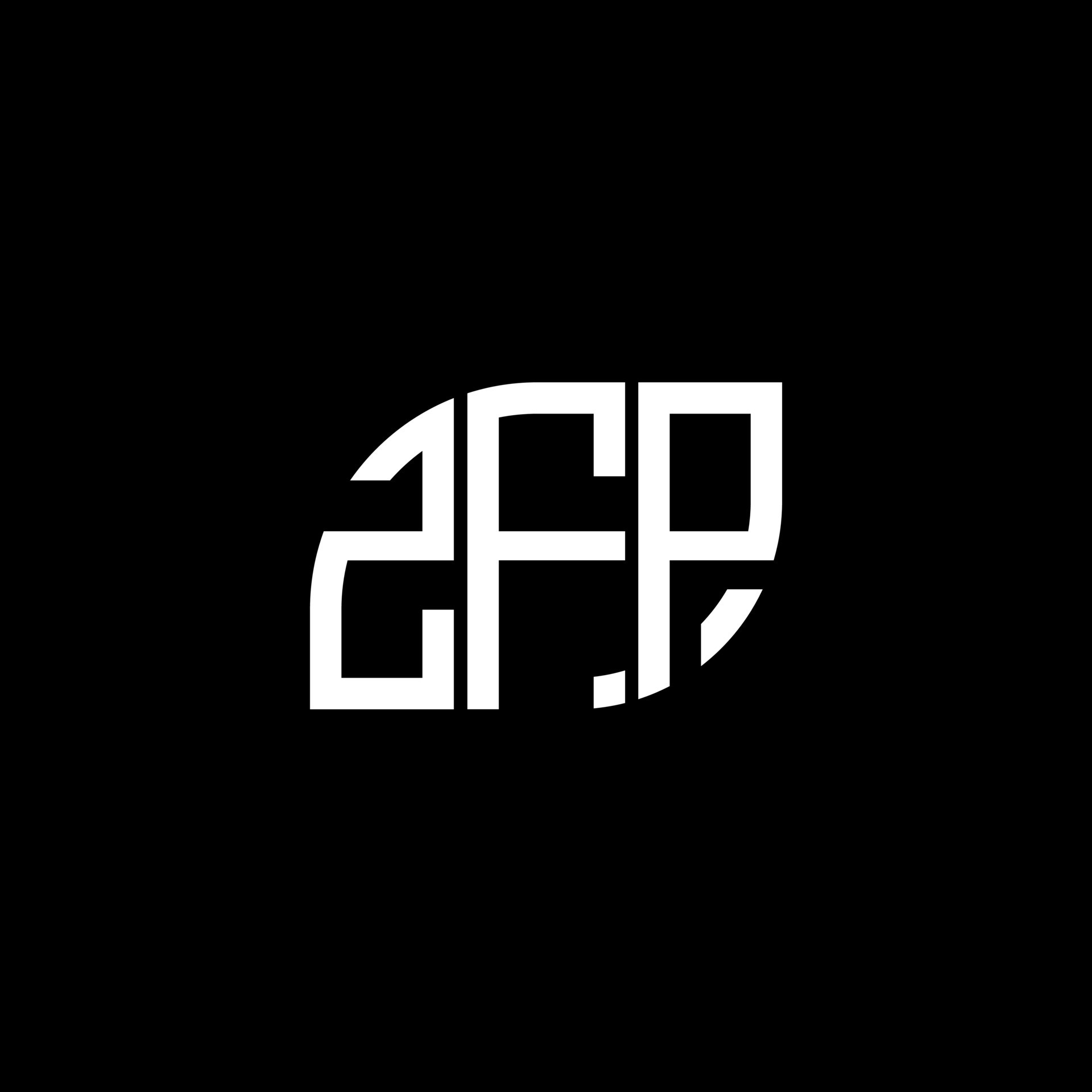ZFP letter logo design on black background. ZFP creative initials