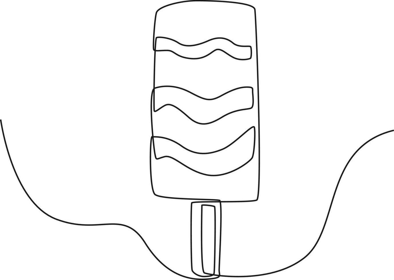 One continuous line drawing of ice cream for summer party. Single line draw design graphic illustration. vector