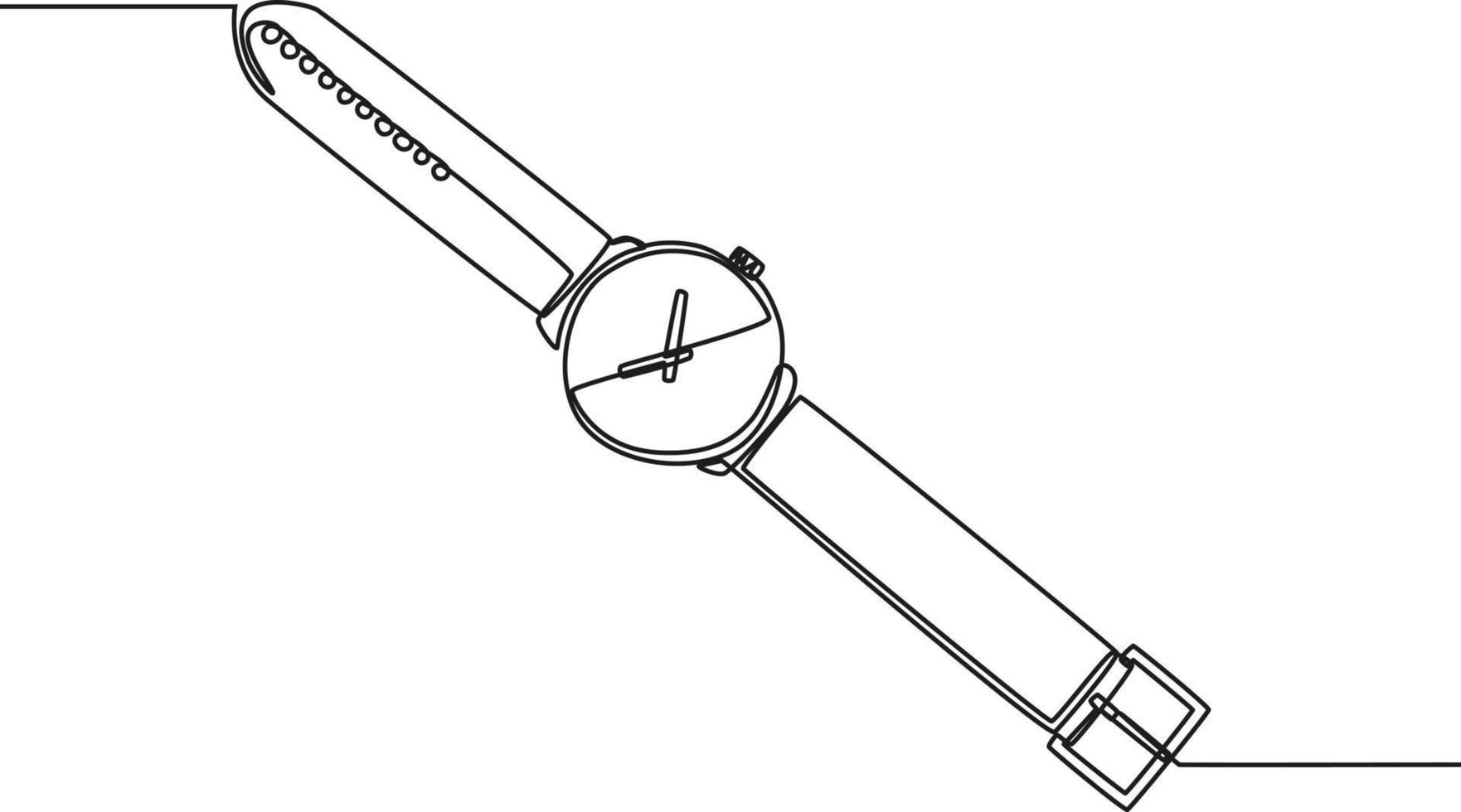 Single continuous line drawing of Luxury men's watch. watches. Modern one line draw design graphic vector illustration.