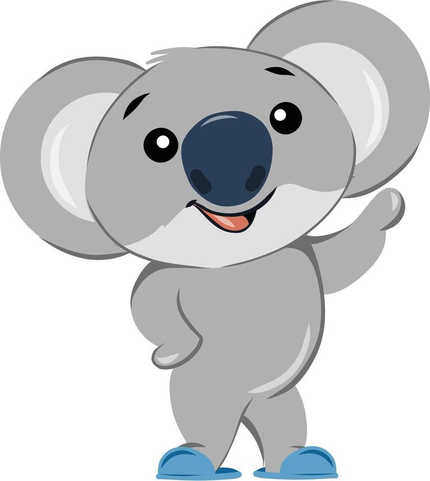 Sleepy koala bear wearing slippers waving vector