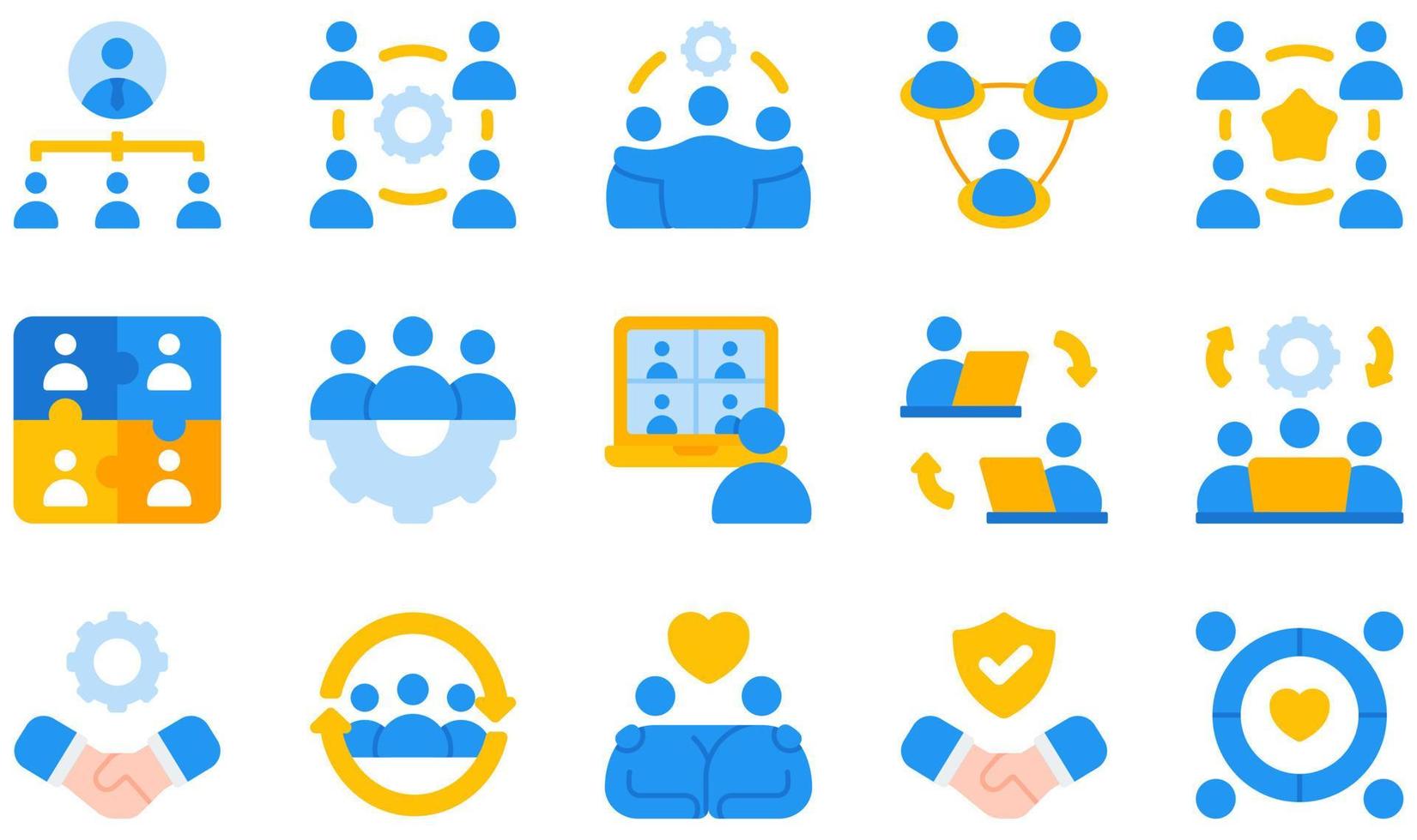 Set of Vector Icons Related to Teamwork. Contains such Icons as Structure, Team, Teamwork, Together, Trust, Unity and more.