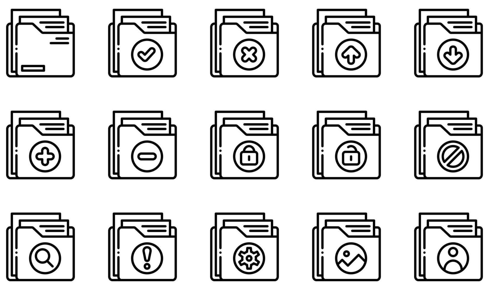 Set of Vector Icons Related to Folders. Contains such Icons as folder, file, document, storage, data, archive and more.