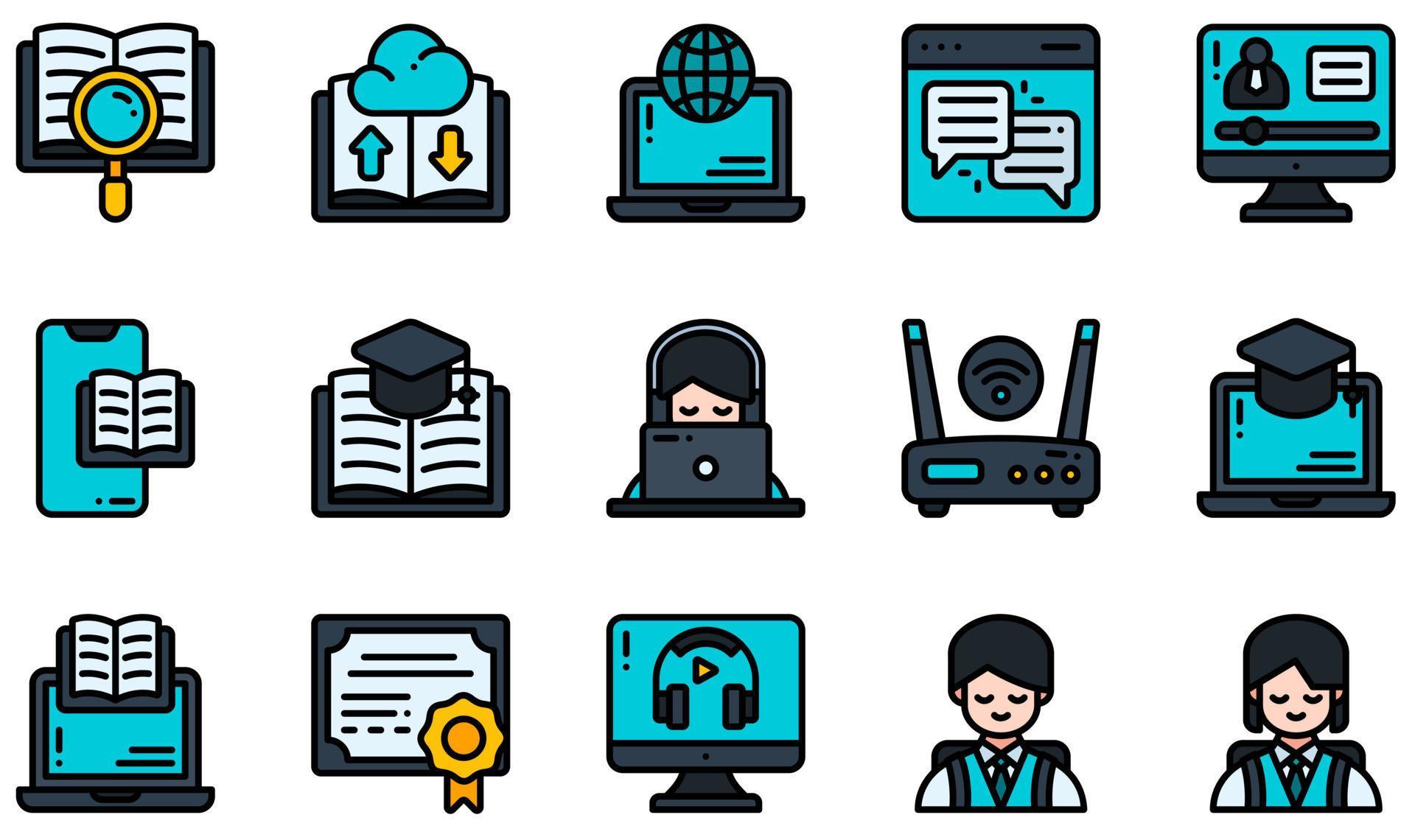 Set of Vector Icons Related to Online Learning. Contains such Icons as ...